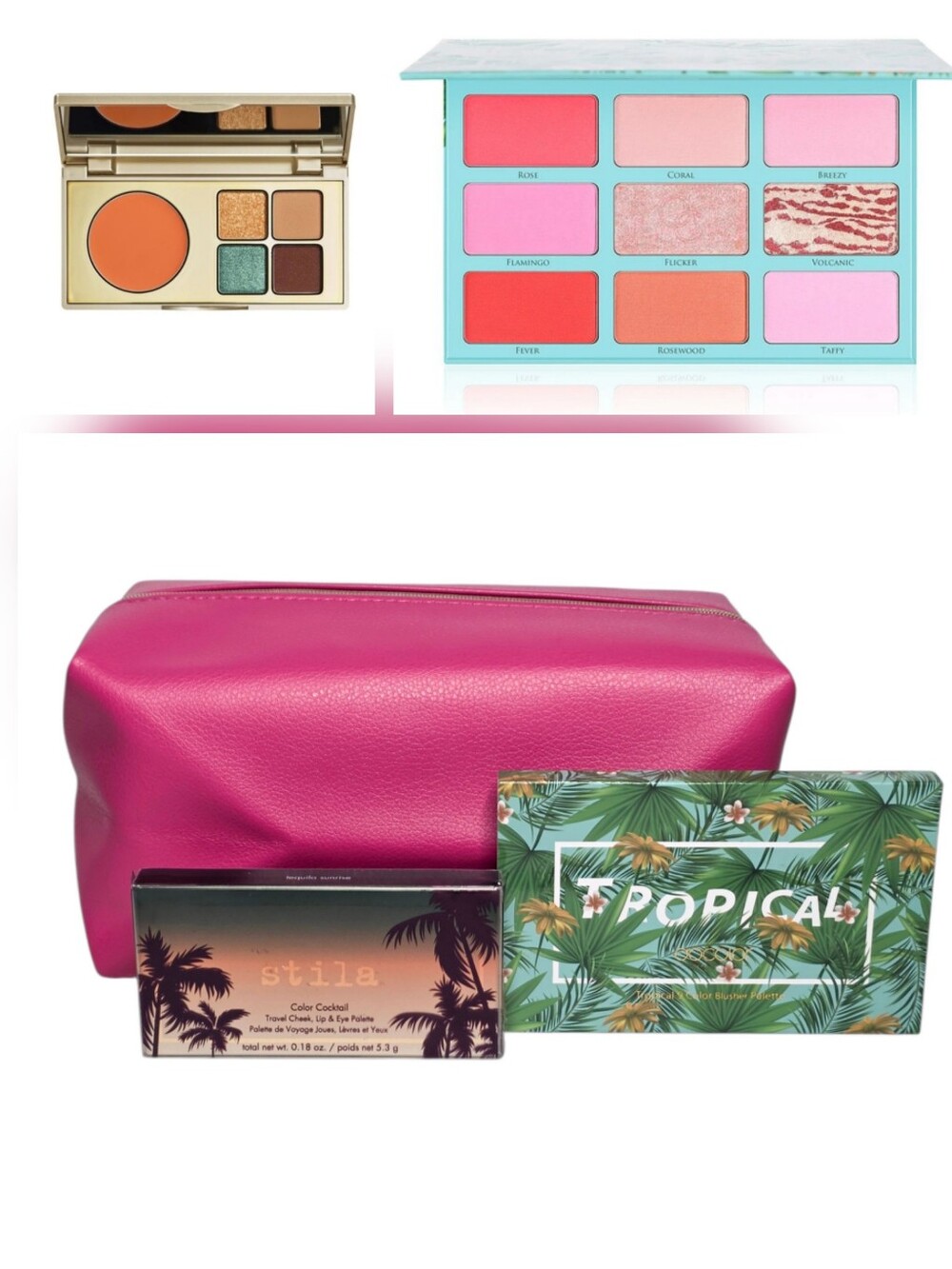 Stila Set 3 Piece Makeup Palettes & Cosmetics Bag Trio